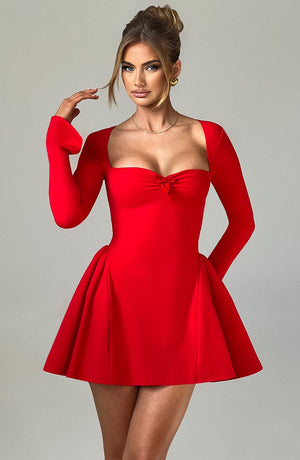 Mélanie, la Robe Mini Rouge - Silhouette Sculptante - TrendlyLux™